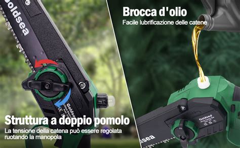 Primo piano di una motosega da potatura a benzina in azione su un ramo