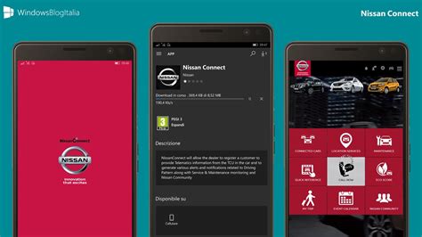 Smartphone displaying Nissan Connect app options