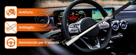 Immagine di un bloccasterzo meccanico installato su un volante