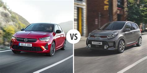Confronto estetico frontale Kia Picanto e Opel Corsa