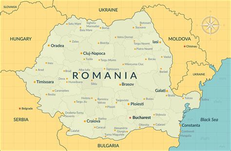 Mappa della Romania con Piatra Neamț evidenziata