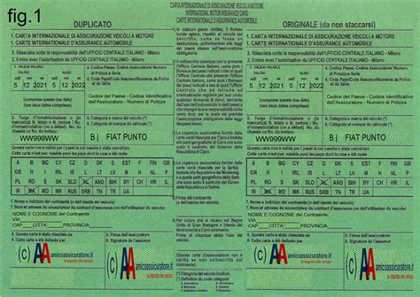 Esempio di Carta Verde assicurativa con paesi barrati
