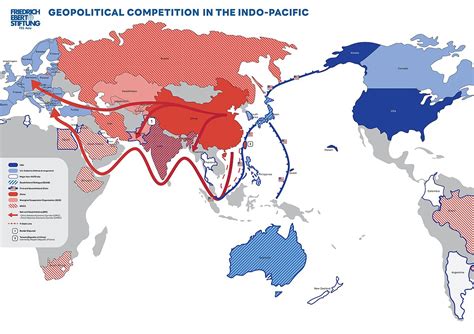 Geopolitical map showing US-China relations