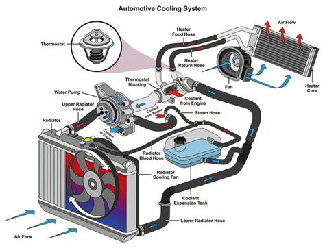 Schema di funzionamento del radiatore in un'automobile