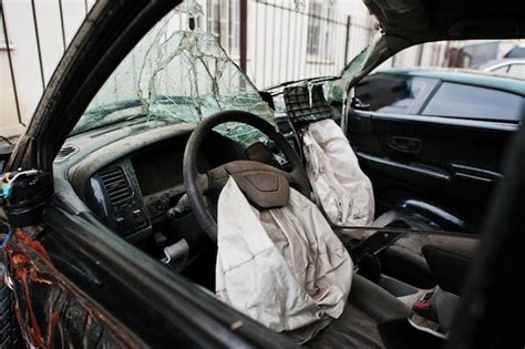 Interno auto con airbag aperti dopo un incidente