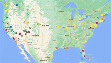 Mappa delle influenze industriali di Ford negli Stati Uniti