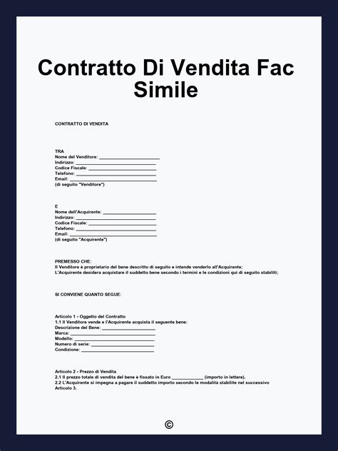 Documento con le condizioni di vendita di un prodotto