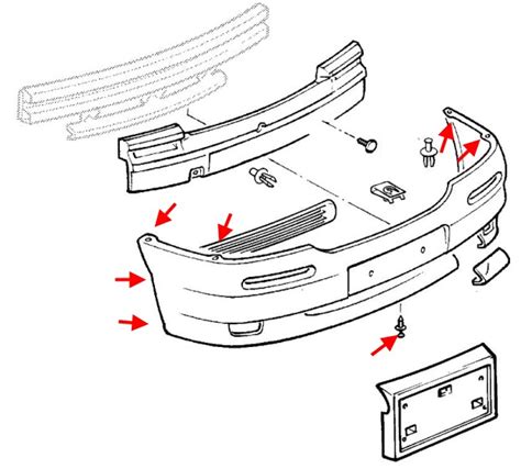 Schema di fissaggio del paraurti anteriore Opel Corsa D