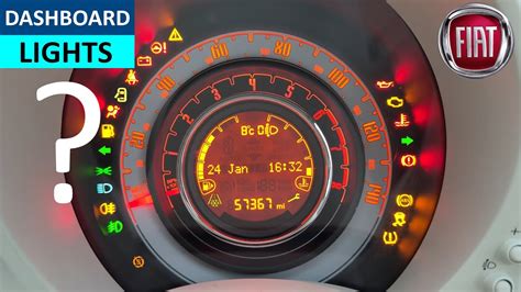 Fiat 500 dashboard with warning lights on