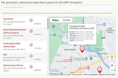 Mappa punti di ritiro BRT Fermopoint
