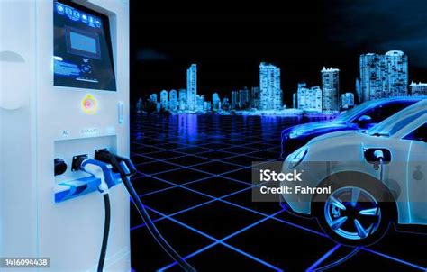 Automobili ecologiche in ricarica con sfondo urbano