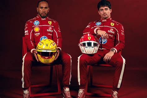 Lewis Hamilton e Charles Leclerc in divisa Ferrari (mockup)