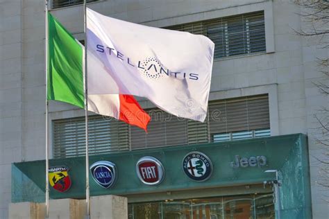 Stellantis logo and Italian flag