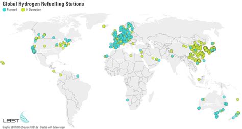 Mappa delle stazioni di rifornimento di idrogeno esistenti e previste