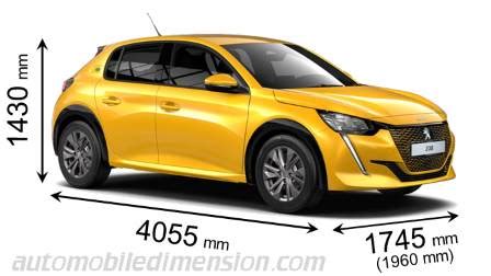Schema dimensioni Peugeot 208