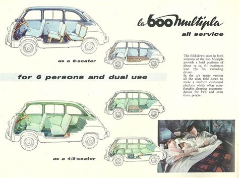 Fiat 600 Multipla interni configurazione 6 posti