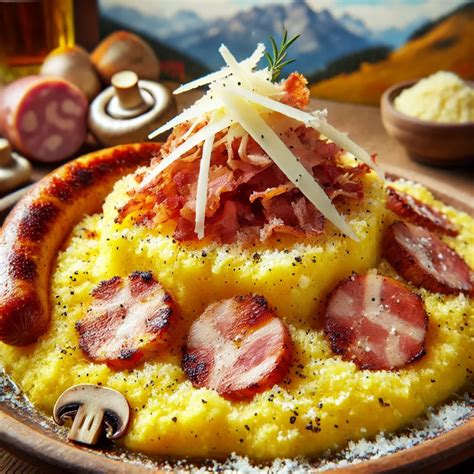 Dettaglio di un piatto tipico trentino rivisitato servito in una sala moderna e luminosa