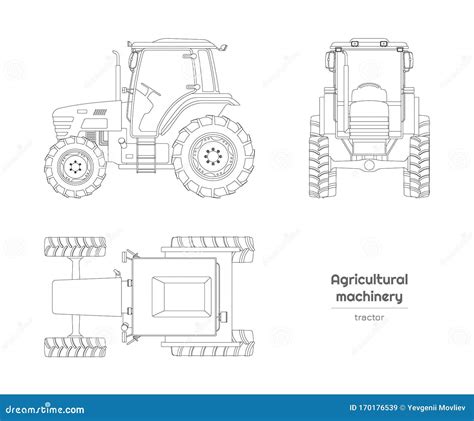 Schema di un trattore agricolo con sollevatore anteriore