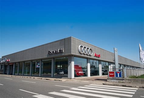 Interno di una concessionaria Audi con diversi modelli esposti