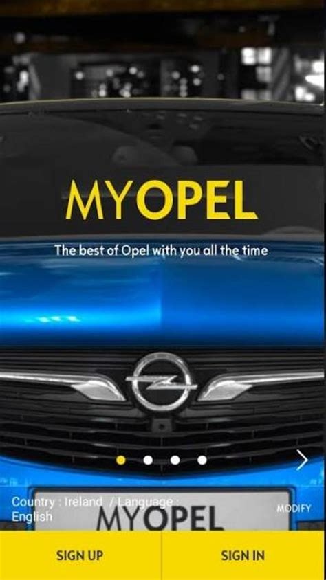 Screenshot dell'app myOpel che mostra la sezione 