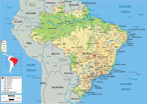 Mappa del Brasile con Salvador di Bahia evidenziata