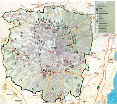 Mappa dell'Etna con indicazione dei versanti
