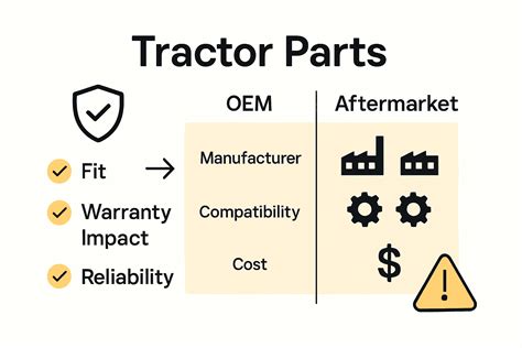 Comparison of original and aftermarket tractor parts