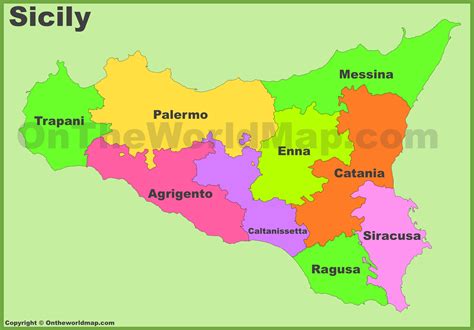 Mappa della Sicilia con evidenziate le province con più annunci BMW usate