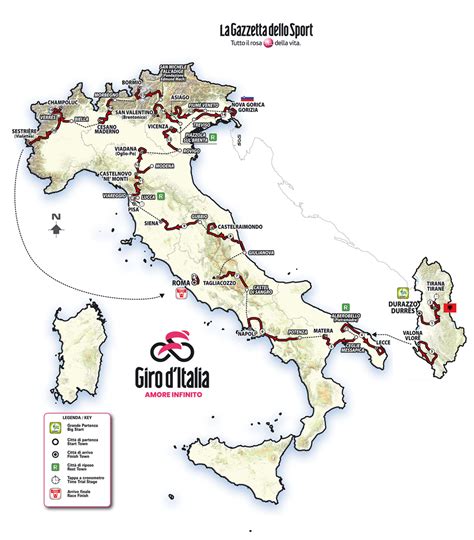 Mappa del percorso del Giro d'Italia 2025