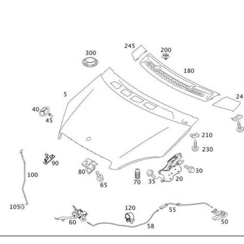 Schema esploso griglia cofano Mercedes Classe B