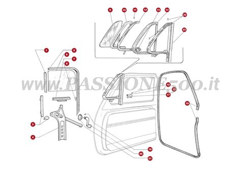 Meccanismo alzacristallo Fiat 500 esploso