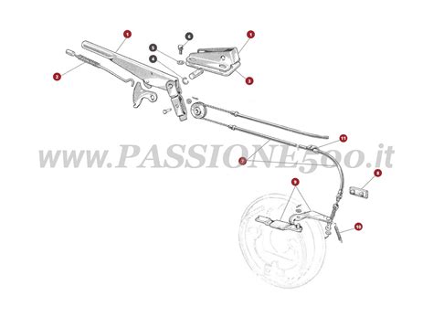 Dettaglio di un cavo freno a mano per Fiat 500 d'epoca