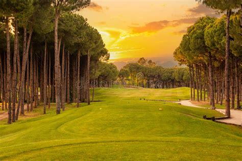 Campo da golf panoramico con giocatori