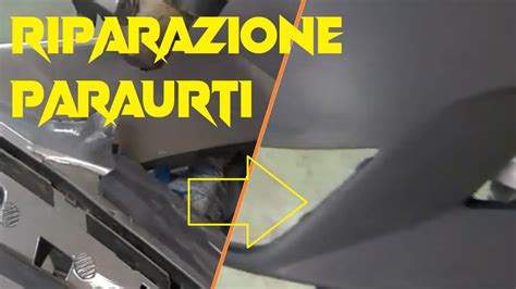 esempio di riparazione professionale di un supporto rotto su un paraurti in plastica ABS