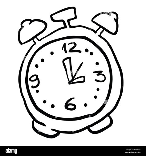 Un disegno in bianco e nero di un orologio su uno sfondo bianco