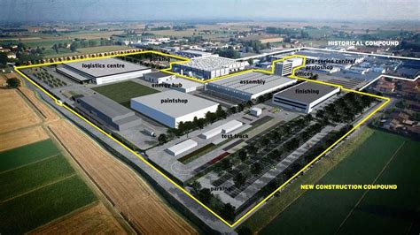 Veduta aerea dello stabilimento Lamborghini a Sant’Agata Bolognese