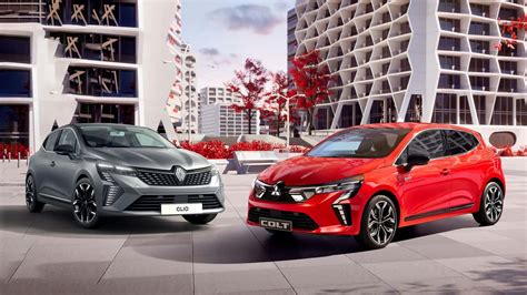Mitsubishi Colt e Renault Clio affiancate, evidenziando le somiglianze e le differenze nel design
