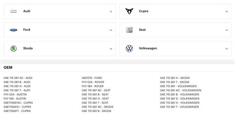 Codici OEM e compatibilità dei ricambi auto