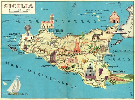 Mappa della Sicilia con le città di Messina, Palermo, Castanea e Casteldaccia evidenziate