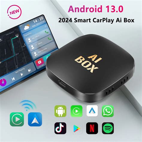 CarPlay AI Box con logo Apple CarPlay e Android Auto