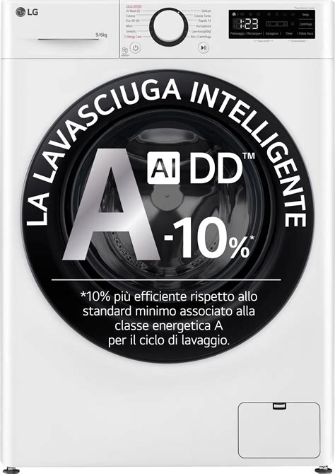 Asciugatrice LG Eco Hybrid con cestello pieno di panni colorati