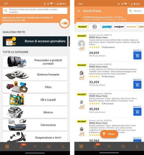 app mobile per ricambi auto