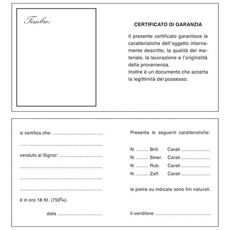 Certificato di garanzia per ricambio auto