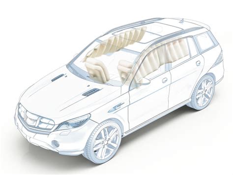 Sistemi di sicurezza passiva in un'auto, con airbag indicati