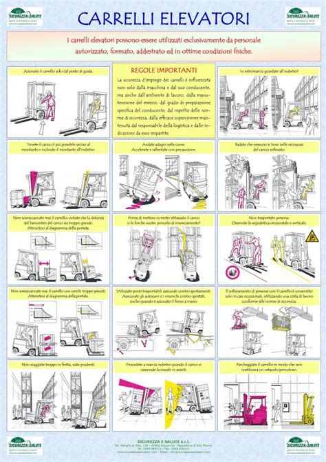 Segnaletica di sicurezza applicata su un carrello elevatore industriale