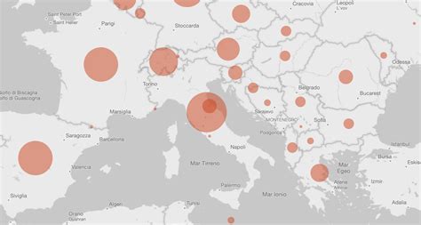 Mappa che mostra la diffusione di modelli Fiat, Lancia, Ford e Opel in Europa