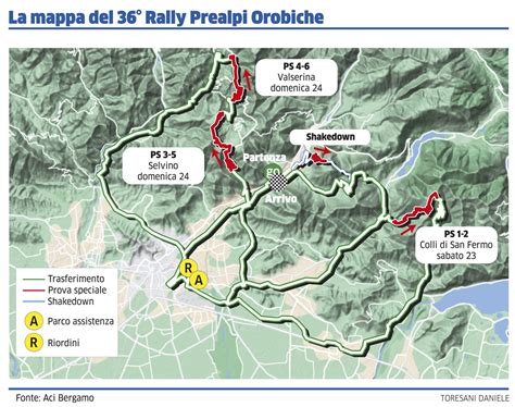 Mappa delle prove speciali del Rally Prealpi Orobiche