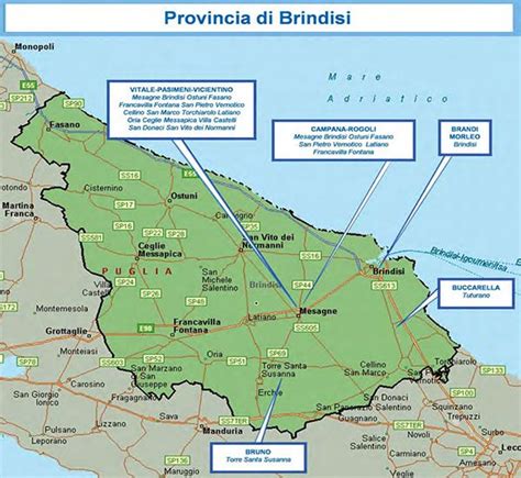 Mappa della provincia di Brindisi con i comuni coinvolti