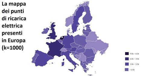 Mappa delle infrastrutture di ricarica elettrica in Europa