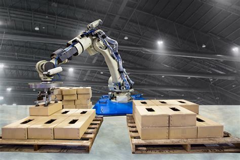 Robot pallettizzatore che impila sacchi su pallet